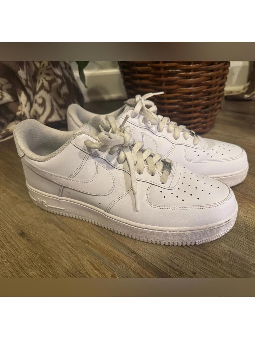 Nike Men's Air Force 1 '07 Sneakers Sz 12 Triple White CW2288 111 EUC